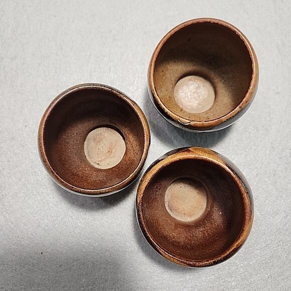 Robert Maxwell Pottery Craft USA 9in Decanter 3 Cups MCM 1970s Geometric Browns - Picture 3 of 14